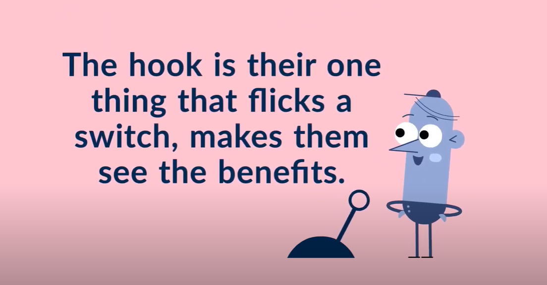 Read this thread to discover the key hooks we have found to encourage people online.  Find more hints, tips and help at  https://connecting.scot/citizens&nbsp; Image = Cartoon man with switch.  Text = The hook is their one thing that flicks a switch, makes them see the benefits.