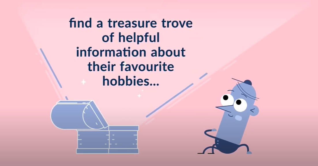 Read this thread to discover the key hooks we have found to encourage people online.  Find more hints, tips and help at  https://connecting.scot/citizens&nbsp; Image = Cartoon of treasure box. Text = find a treasure trove of helpful information about their favourite hobbies...