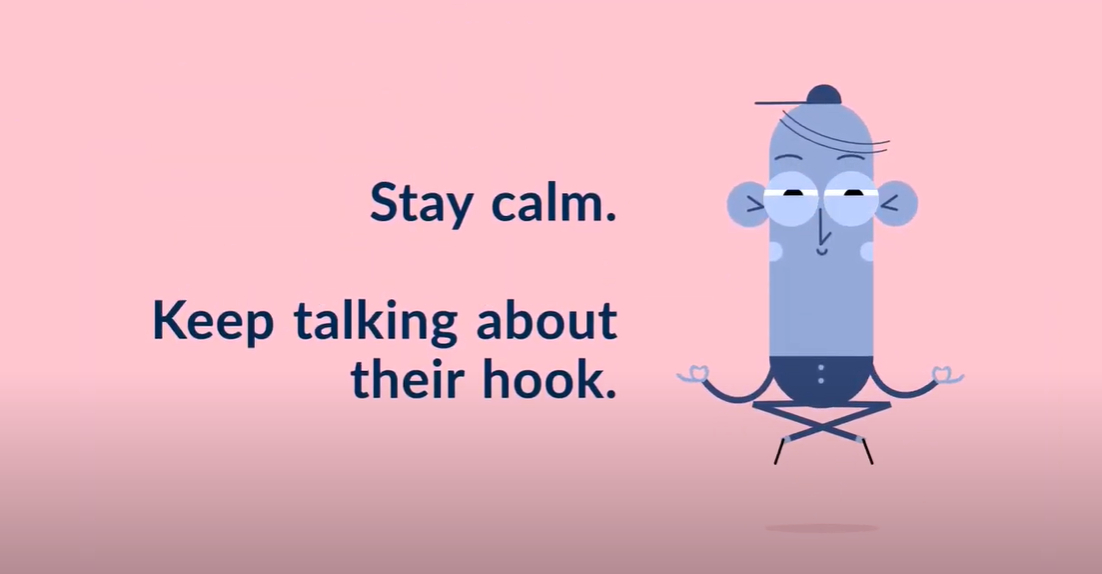 Read this thread to discover the key hooks we have found to encourage people online.  Find more hints, tips and help at  https://connecting.scot/citizens&nbsp; Image = Cartoon man in cross-legged zen yoga position. Text = Stay calm. Keep talking about their hook.