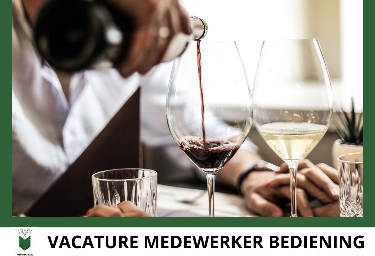 🥂 𝗩𝗔𝗖𝗔𝗧𝗨𝗥𝗘 𝗕𝗘𝗗𝗜𝗘𝗡𝗜𝗡𝗚 - Wij zoeken een medewerker bediening (m/v) met leidinggevende capaciteiten. Heb jij ♥️ voor mensen en passie voor het horecavak? Solliciteer dan nu! Stuur een mail met CV naar info@hotelfrederiksoord.nl

#vacature #fulltime #horeca