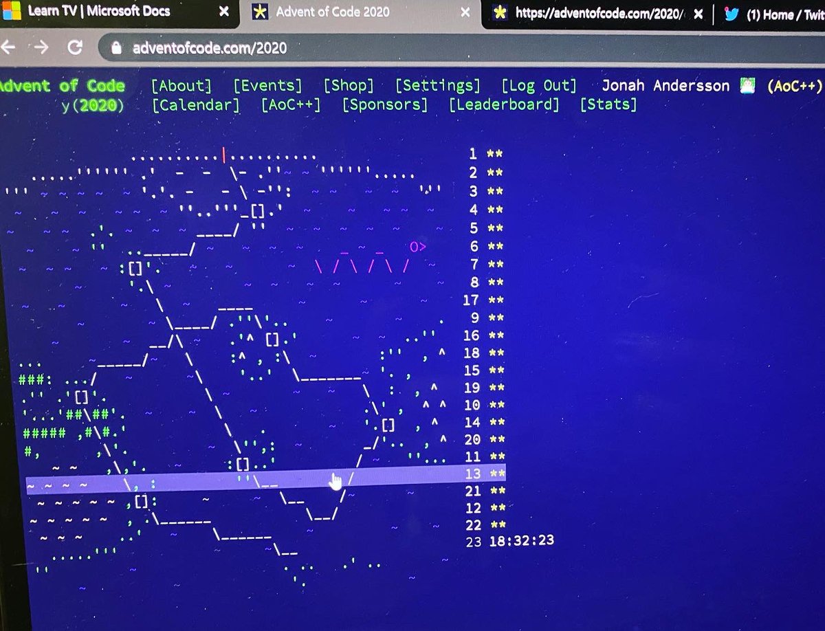 cjkodare's tweet image. Off work today. Catching up with my #AdventOfCode2020 #programming puzzle challenge! 👩🏻💻 #csharp #dotnetcore