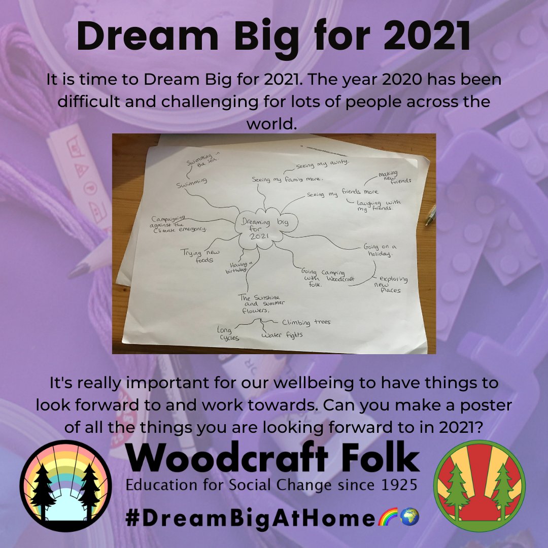 Challenge - Time to Dream Big for 2021. 2020 has been challenging for many across the world. It's really important for our wellbeing to have things to look forward to&amp;work towards. Can you make a poster of all the things you are looking forward to in 2021? dreambigathome.uk/activity/dream…