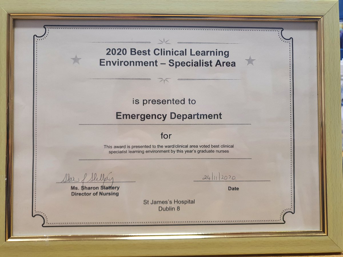 OallenTc's tweet photo. An early Christmas Present for the Emergency Department today. We are delighted to have won this award in recognition for supporting the development of our student nurses this year. #yearofthenurse #SJHNursing https://t.co/PoOAke3wQR