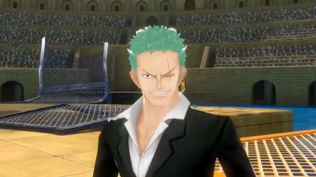 Twitter 上的 One Piece バウンティラッシュ 公式 新キャラクター紹介 一大 三千 大千 世界 ロロノア ゾロ 属性 赤 スタイル アタッカー ドレスローザでのスーツをまとうゾロ参戦 武装色を操り スキルで黒刀になった刀で戦うアタッカー 黒刀に