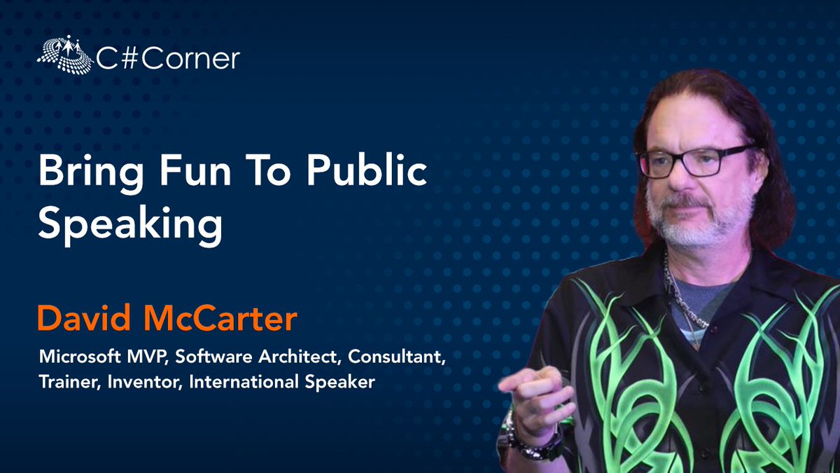 SpeakerRepeater's tweet image. From @CsharpCorner. Did you miss @realDotNetDave session on Bring Fun to Public Speaking at Public Speaking Virtual Conference?

You can now watch it here: bit.ly/3rjv2F0

#VirtualConference #csharpcornerlive #publicspeaking