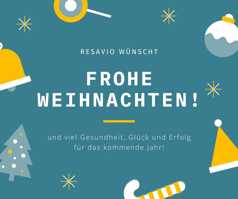 RESAVIO wünscht frohe Weihnachten 🎄 und einen guten Start in das neue Jahr. Bleiben Sie gesund! 💛  
RESAVIO wishes you a Merry Christmas 🎄 and a Happy New Year. Stay healthy! 💛  
#MerryChristmas #FroheWeihnachten #StayHealthy