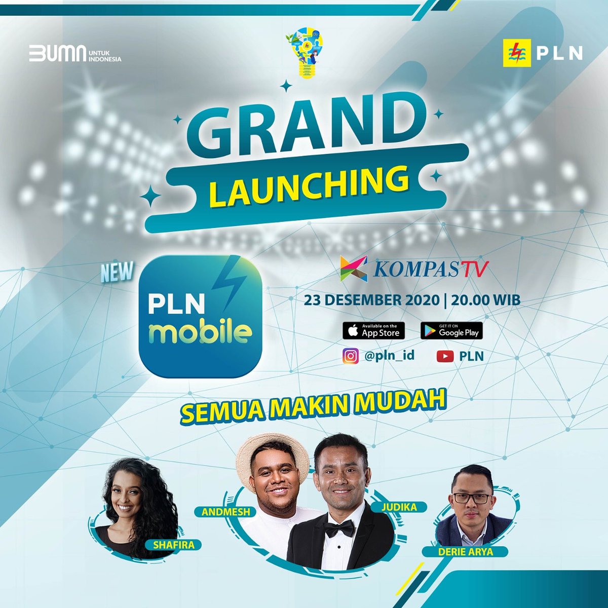 plnuiksbs's tweet photo. Electrizen,

Yuk, saksikan Grand Launching Aplikasi New PLN Mobile dan download aplikasinya⚡

🗓Rabu, 23 Desember 2020
🕢 Pukul 20.00 WIB
di KOMPAS TV, IG @pln_id dan Youtube PLN

#NewPLNMobile
#SemuaMakinMudah
#PowerBeyondGenerations
#ListrikUntukRakyat
#ListrikUntukSemua https://t.co/s32AquSuQM
