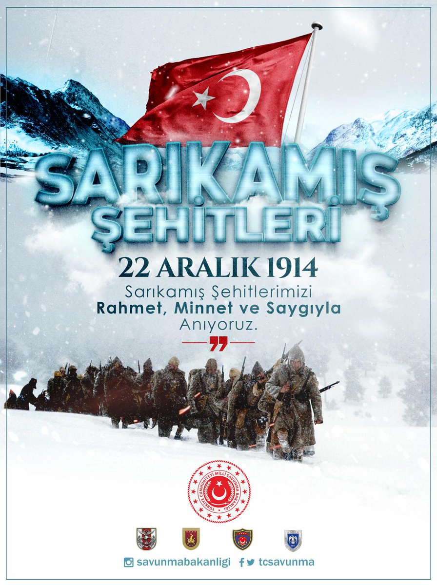 106 yıl önce Sarıkamış’ta kardan kefene bürünen, gözünü bile kırpmadan şehadete yürüyen kahraman ecdadımızı rahmet, minnet ve şükranla anıyoruz.

Mekanları cennet olsun! 🇹🇷