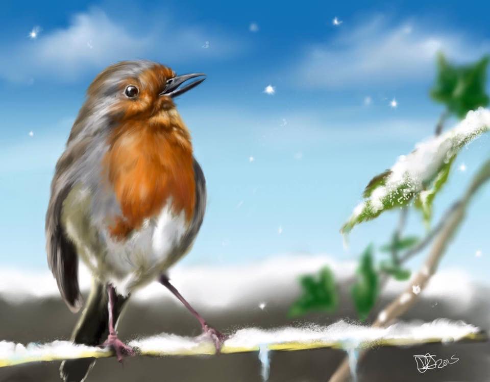 DarrenRichArt's tweet photo. Happy #NationalRobinDay these are always the first birds I draw and paint - the left is my first ever oil painting and the right my first hybrid - pencils then digital painting 😀 https://t.co/kik8eXdsY9