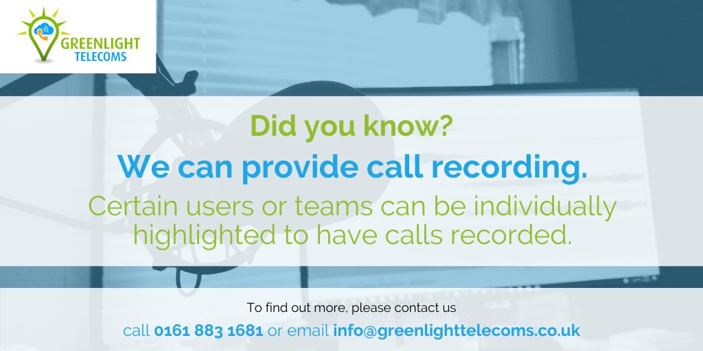 GL_Telecoms's tweet photo. Call Recording 🎥

We can highlight individual members in your business or a team if you do not need recording for your whole business 💼

#telecom #telecoms #telecommunications #support #telephony #manchester #manchesterbusiness #callrecording https://t.co/SBzPWD8DN7