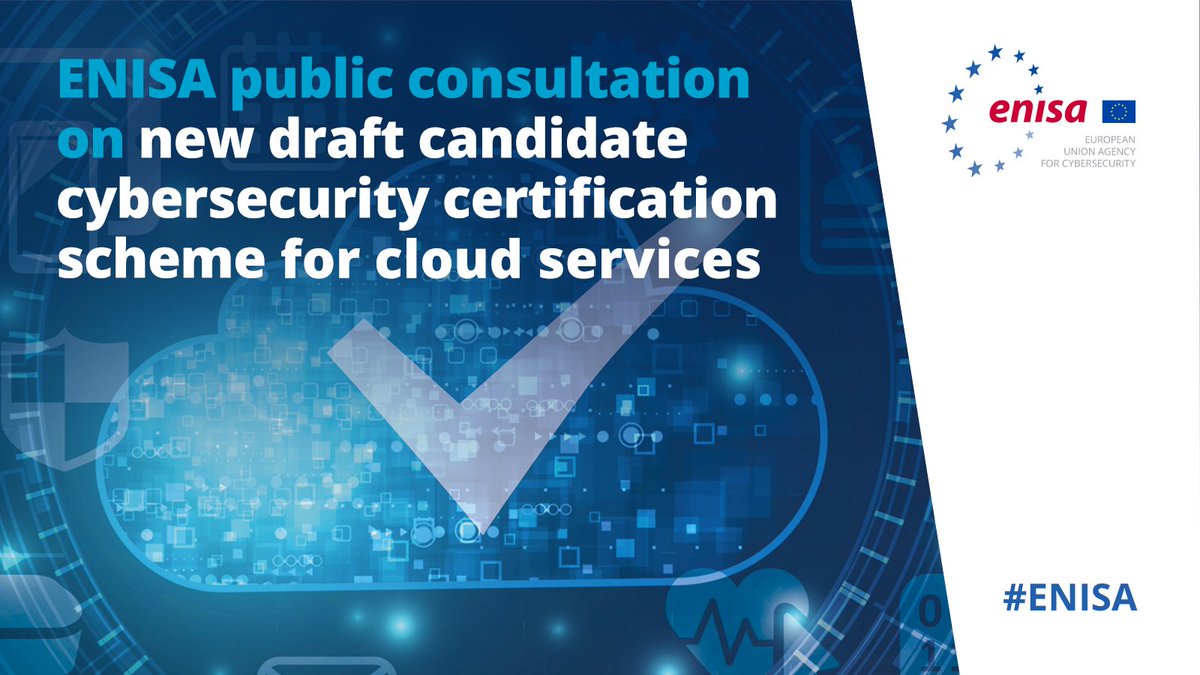 #ENISA has launched a public consultation on a new draft candidate #cybersecurity certification scheme to enhance trust in cloud services across Europe. 

To review the draft and have your say, go to 👉  europa.eu/!hn33rJ #SecurityUnion