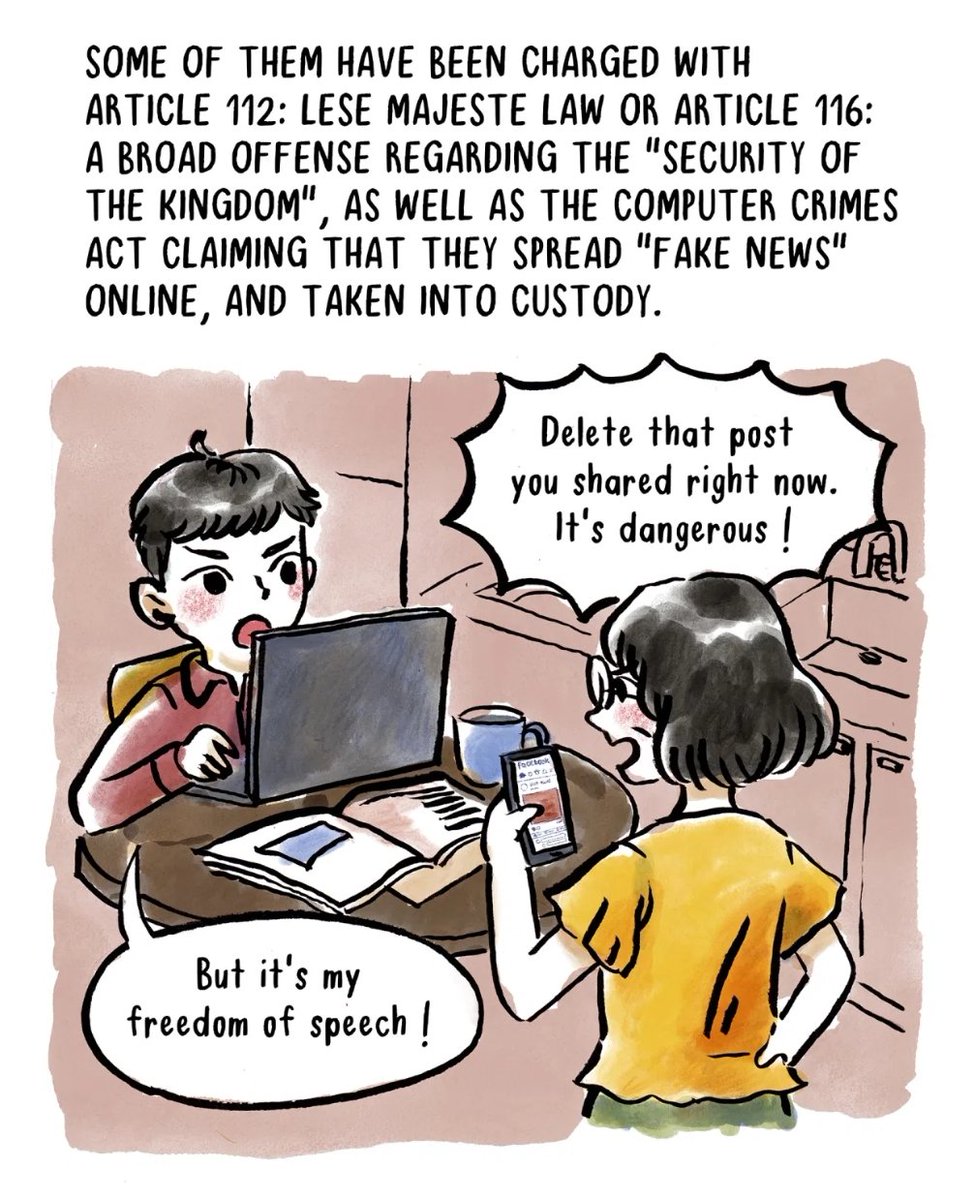 有些人被指控「Article 122: 冒犯君主罪」或「Article 116: 國安法」，還有「電腦罪」，因為政府應為他們網上播放假新聞。呢些人被收押，同時，納稅人的錢一係畀政府浪費，一係完全無法追踪到費用。