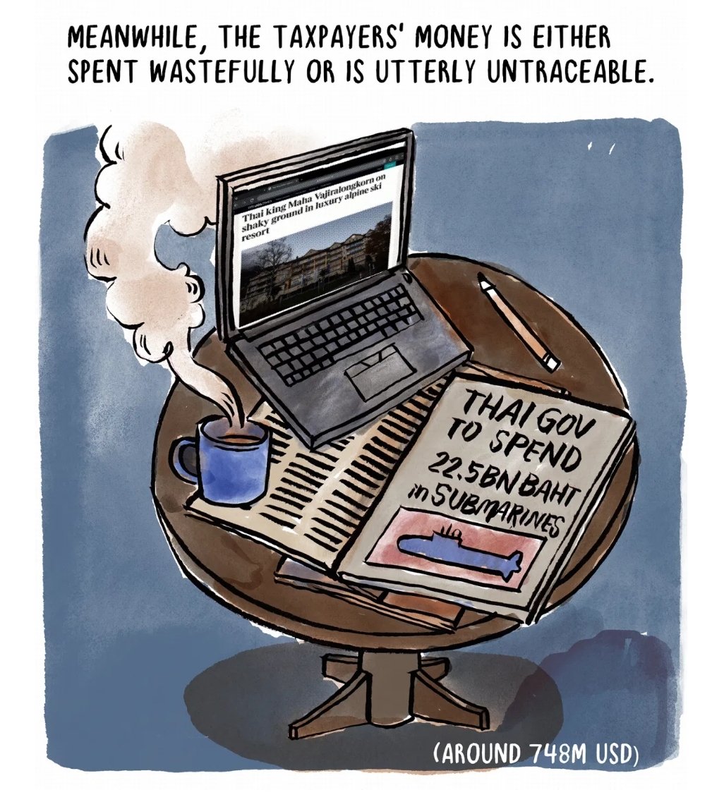 有些人被指控「Article 122: 冒犯君主罪」或「Article 116: 國安法」，還有「電腦罪」，因為政府應為他們網上播放假新聞。呢些人被收押，同時，納稅人的錢一係畀政府浪費，一係完全無法追踪到費用。