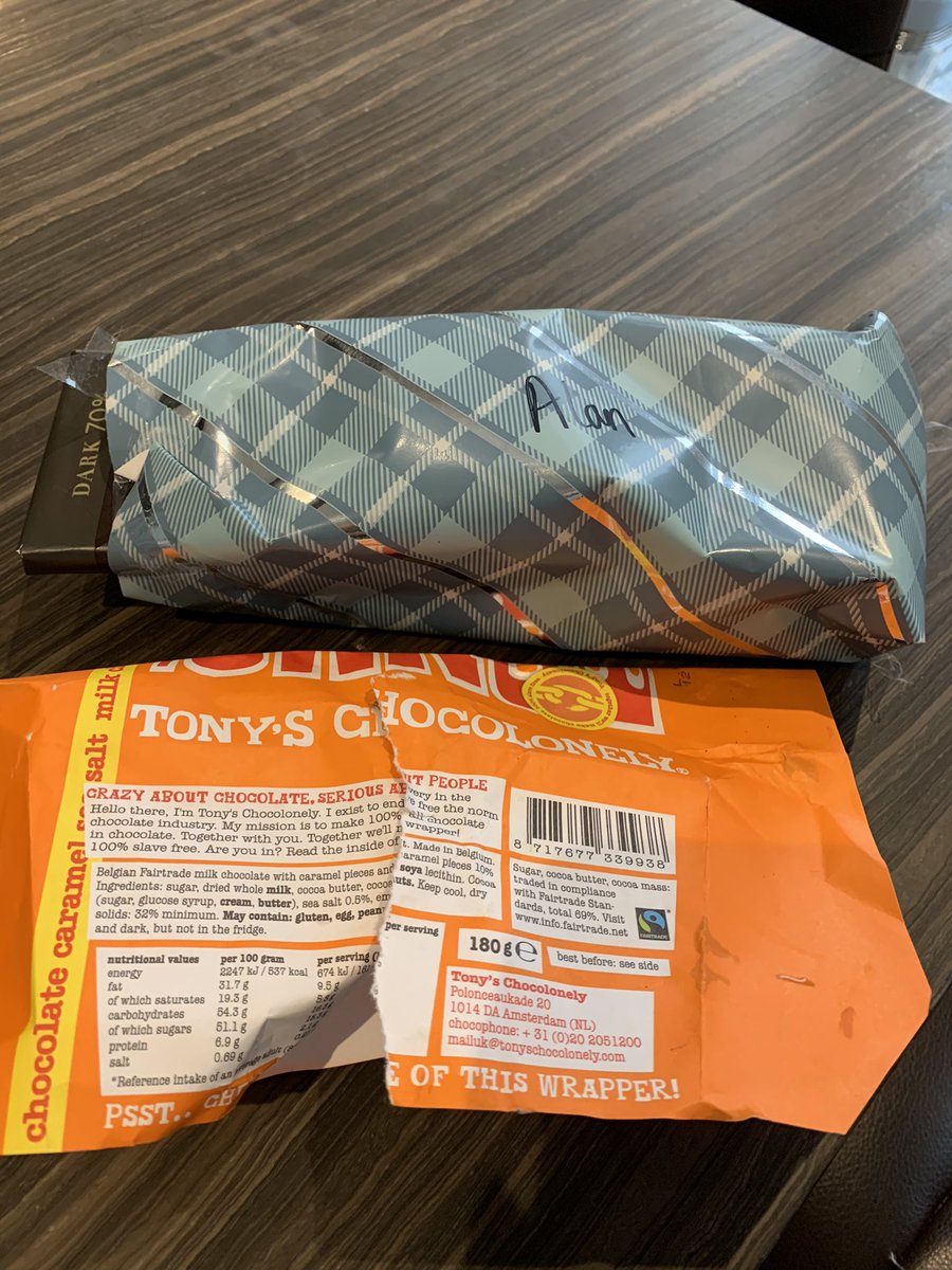 chelseacazza's tweet photo. Got a bit peckish watching football last night &, realising that we can no longer see Alan this Christmas, Iโm afraid we cracked into his present & ate some of his chocolate .. ๐ฌ๐คถ๐๐#SorryAlan #NaughtyList ๐คทโโ๏ธ(Btw it was bloody delicious!) https://t.co/UEtOhKGQ4D