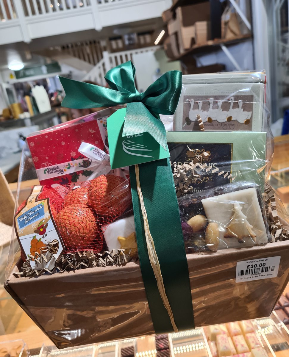 So... after a cancellation from a corporate customer we have some ready-made hampers now available in-store. We can't take orders for them but you can pick them up in the Food Hall, limited number available. Nick