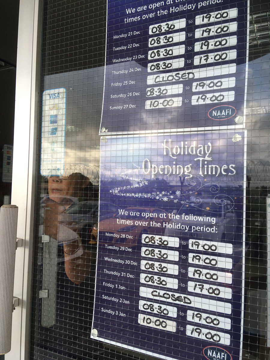 AmyHeidi's tweet photo. Went to a little piece of UK in Brunei. The NAAFI grocery store, where goods from the UK abound &amp; secular Christmas songs were played on repeat. There’s even a Holiday opening sign that reminded me of UK grocery stores! #missingEngland #missingCambridge #nojaffacakes https://t.co/J2gsJRBkwY