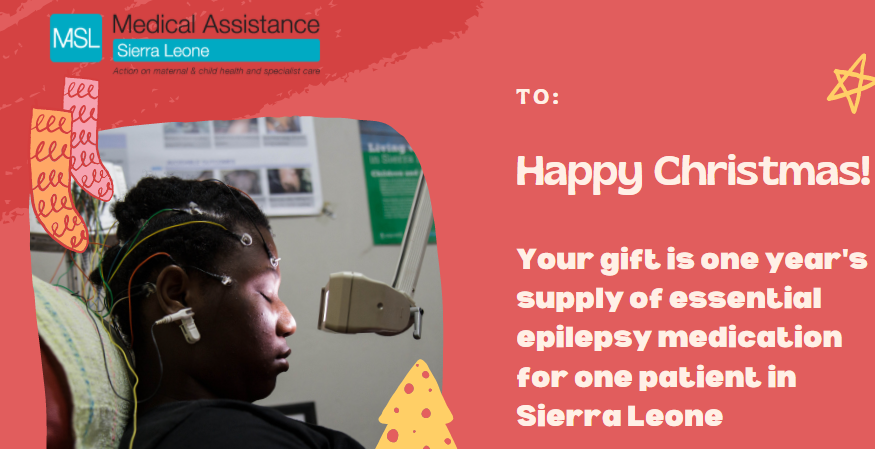 MASierraLeone's tweet photo. Sending out Gift Certificates today - a year's supply of epilepsy medication as a virtual gift to a friend/family member. If you are looking for gifts, consider this #essentialpurchase - just ยฃ12 provides epilepsy meds for 1 patient for 1 yr #HealthForAll #epilepsy #righttohealth https://t.co/JMpBBZ1Pwi