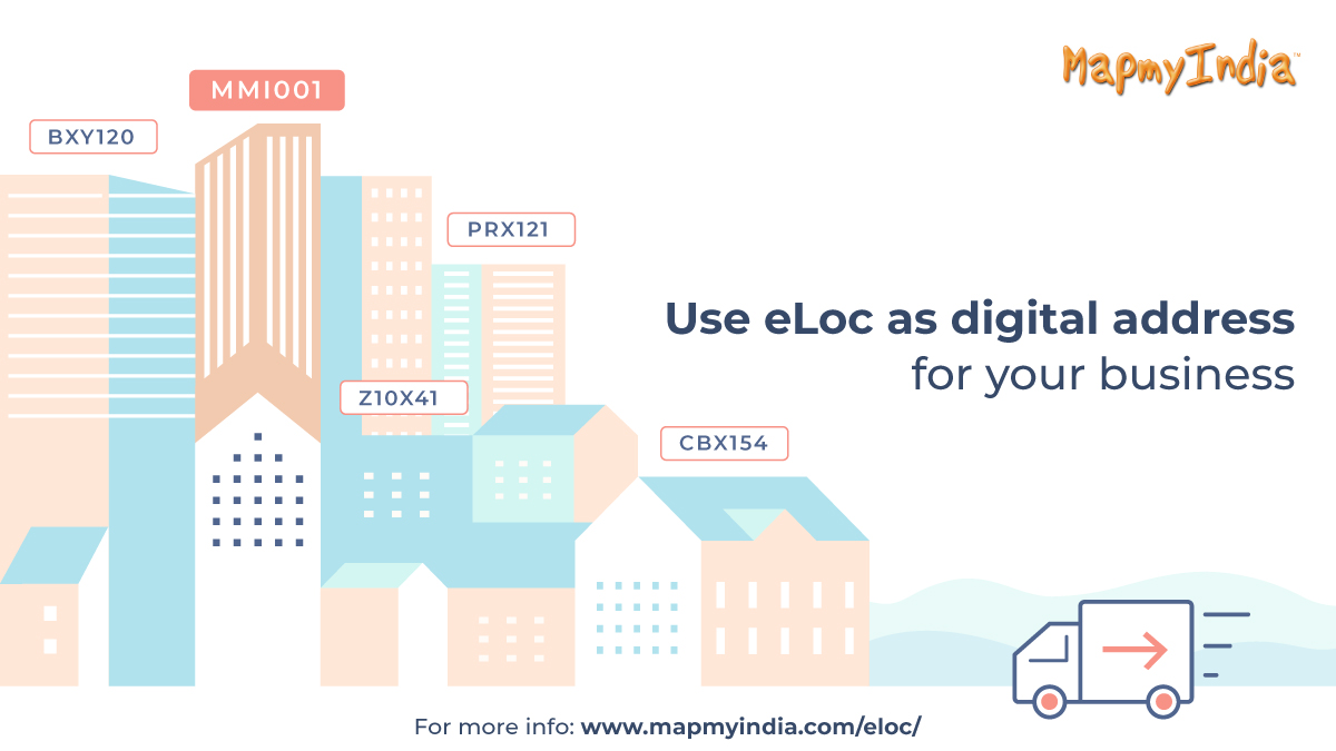 MapmyIndia's tweet image. Solve any last mile delivery, logistics &amp;amp; supply chain challenges with MapmyIndia eLoc- new digital address for new digital India. Most efficient, accurate &amp;amp; fast method to validate your address &amp;amp; location data. Know more at mapmyindia.com/eloc/

#DigitalAddress #DigitalIndia