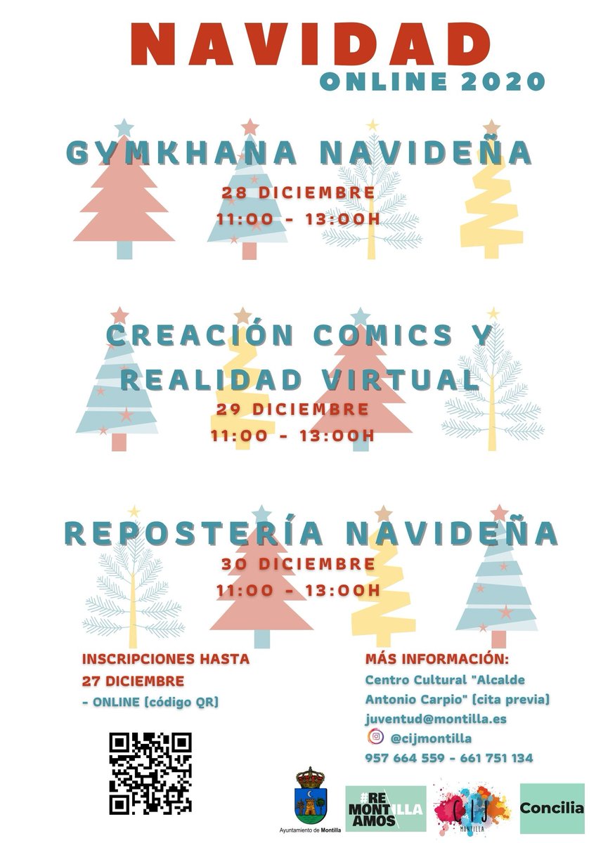 Ayto_Montilla's tweet photo. #JUVENTUD | @CijMontilla presenta sus talleres para una ‘Navidad Online’

👉Entre el 28 y el 30 de diciembre se celebrarán diferentes actividades relacionadas con una gymkhana, talleres de cómics y realidad virtual y repostería

Info ➡️ https://t.co/gJzoSzcTeW https://t.co/Hx6xsY0XWG