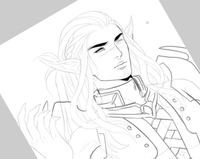 looks who doesn't have his hair all over his face for once. hubby is sick so no PvP or gaming until he feels better. continuing my 'Afterlife' series that sort of turned into an AU again. surprise surprise ? #artistsontwitter #wip #doodle 