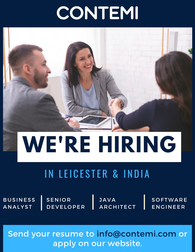 novaposttrade's tweet image. Looking for a new job opportunity in the new year?
We have several exciting positions open in the UK and India.

Share your resume at info@contemi.com &amp;amp; find more information here: lnkd.in/fFbb7GB

#HIRINGNOW #ITjobs #javaarchitect #techjobs #ukjobs #londonjobs #leicester