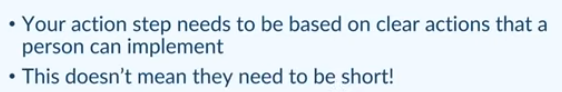 3. Go granular - small individual comprehensive units. Great examples here that are easily actionable by the person getting the feedback, long but not overloading them with feedback