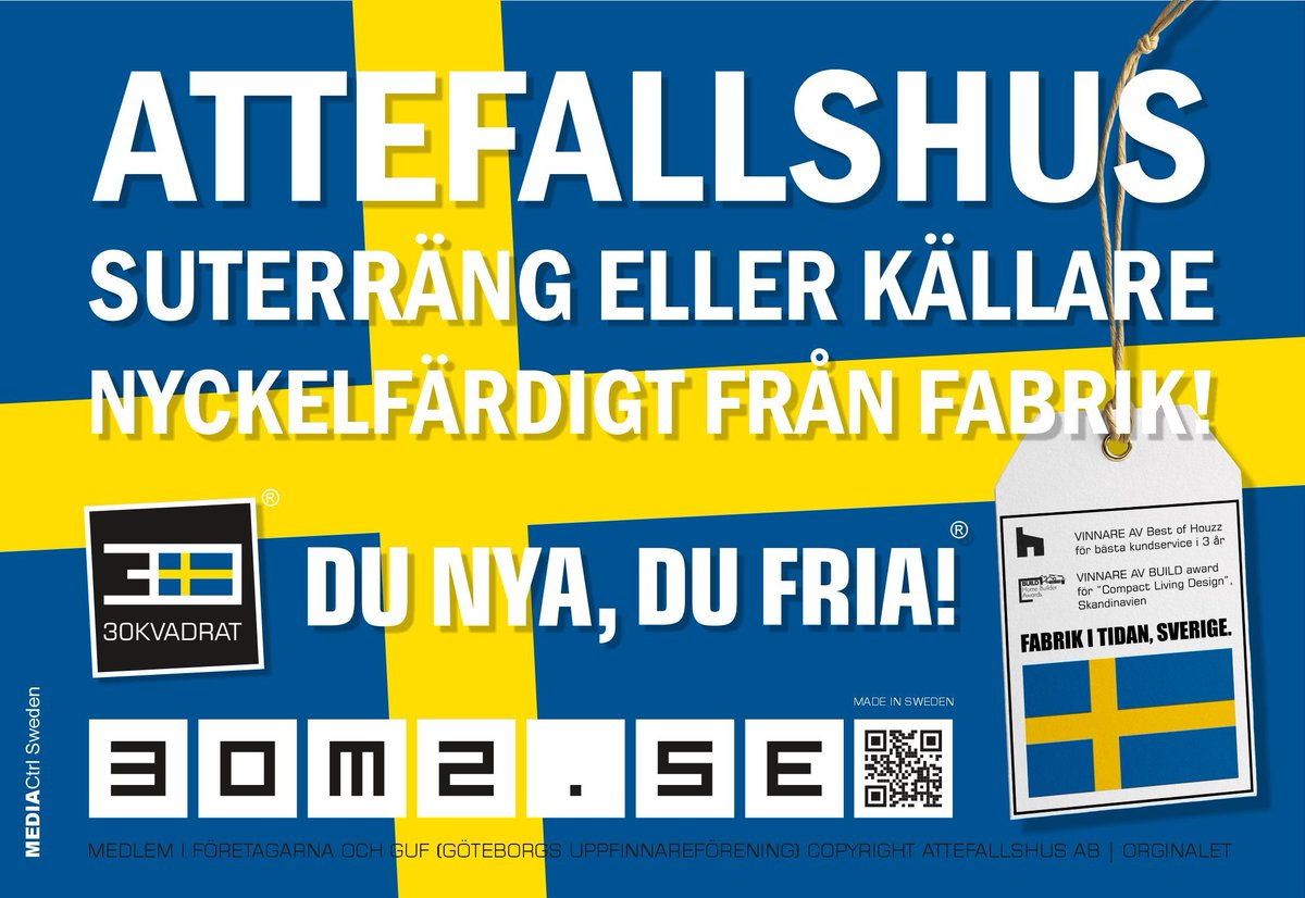 attefalls's tweet photo. En annons som kommer i första numret av Villalivet nästa år. 
#attefallshusmedkällare #suterängattefallshus #attefallshus #attefalls #bygglovsfritt #frånsvenskfabrik #bolundare #bohlinare #komplementbostad #komplementbyggnad #30kvadrat #30m2 #30kvm https://t.co/Wn33SwRU3B