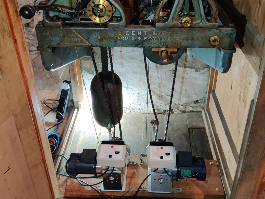 TimeAssured's tweet image. Today clockmakers Pete and Mike have completed one of the last jobs before Christmas, has been installing two automatic winding units to a Dent flatbed clock in Cambridgeshire.