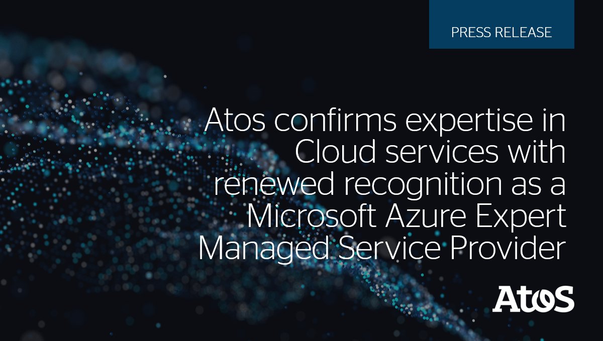 BezanillaLanza's tweet photo. 👏We are proud to be recognized as a Microsoft Azure Expert Managed Service Provider, for the 2nd consecutive year. This designation reinforces our 20+ year alliance with @Microsoft, which recently expanded through the launch of #AtosOneCloud. Read more: https://t.co/0k1TpvMFS3 https://t.co/UqXlY7si56