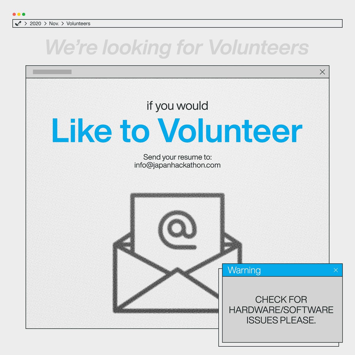 HackathonJapan's tweet photo. IT Support needed for Japan Hackathon 2021!
Do you wish to volunteer at Japan Hackathon and be a part of our team?
If yes, send your resume to our email at info@japanhackathon.com

----
A digital hackathon for innovators worldwide!
Go to https://t.co/BqDZWYpNSQ to know more! https://t.co/P042GkKbGA