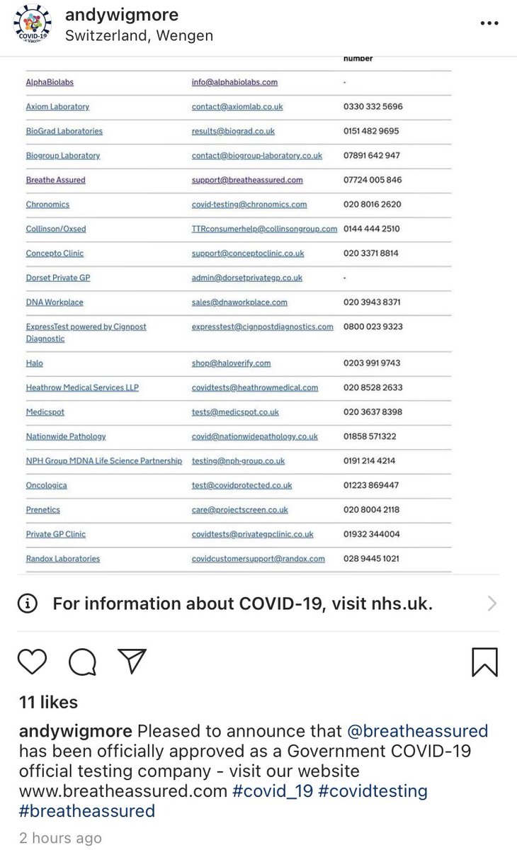 carolecadwalla's tweet image. LeaveEU’s Andy Wigmore - currently at his ski chalet in Switzerland - announces he’s got into the COVID-19 testing business. And has been approved by the UK govt.