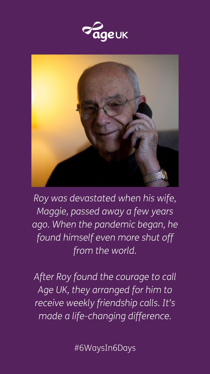 DAY 4: SPOTTING THE SIGNS OF LONELINESSDid you know that over 1.4 million older people are known to suffer from chronic loneliness? I can’t even imagine what that must be like, especially at this time of year  #6Waysin6Days Read and find out more  https://bit.ly/34ePXip&nbsp;