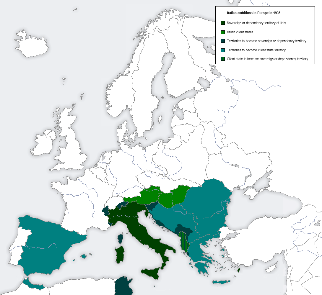All Mussolini had to do was to use words like Spazio vitale(Lebensraum) and show some grandiose maps. After all, Italy had a great history a few millenia ago and when the greats of Europe refused to treat even Wilhelm as their equal, what is Victor Emmanuel?