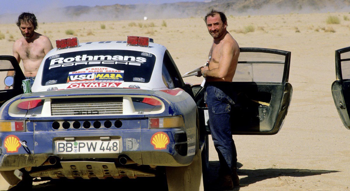 JeanTodt's tweet photo. Beaucoup de nostalgie en apprenant la disparition de Claude Brasseur. Il y a 37 ans, j’échangeais avec lui à la veille du Rallye Paris-Dakar, qu’il allait gagner aux côtés de Jacky Ickx. Un bien joli souvenir. https://t.co/5gIY9O6DPT