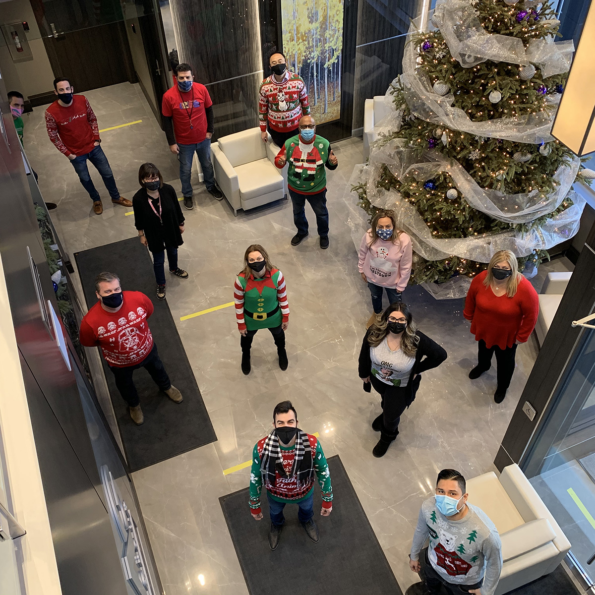 MaystarGen's tweet photo. Welcome to Christmas Sweater Day at 161 Trade Valley Dr., as HBNG Group Companies, Maystar, KAPP and Poetry Living vie for the most festive holiday apparel. https://t.co/dplefotNJi