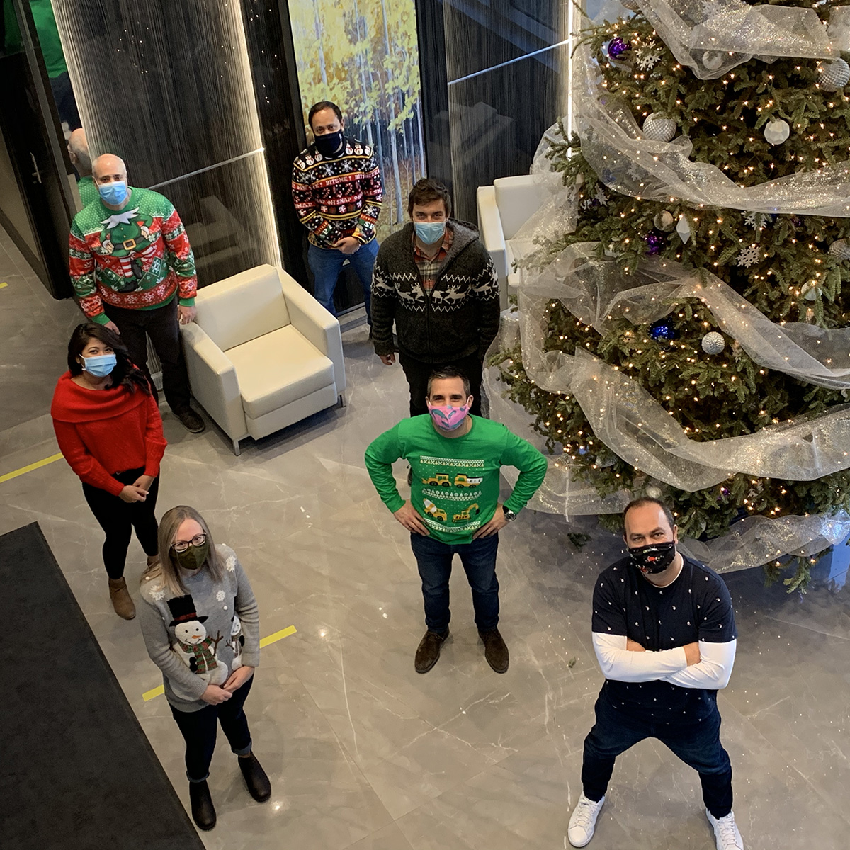 MaystarGen's tweet photo. Welcome to Christmas Sweater Day at 161 Trade Valley Dr., as HBNG Group Companies, Maystar, KAPP and Poetry Living vie for the most festive holiday apparel. https://t.co/dplefotNJi