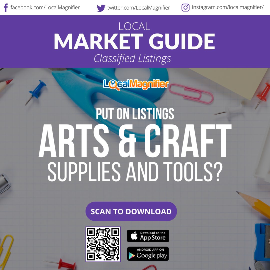 LocalMagnifier's tweet image. If you love doing arts and crafts and you are looking for supplies in your area, you can browse through LocalMagnifier&apos;s market guide to know where to find arts and craft supplies and tools.

DOWNLOAD #LocalMagnifier TODAY!

#arts #crafts #artsandcrafts #arttools #craftsupplies