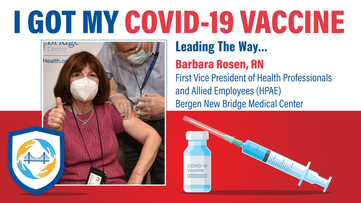 NewBridgeMedCtr's tweet photo. As a nurse and a member of #HPAE leadership, Barbara wanted to show her colleagues that she believed in the safety and effectiveness of the vaccine. https://t.co/1LX4kJ6f2f