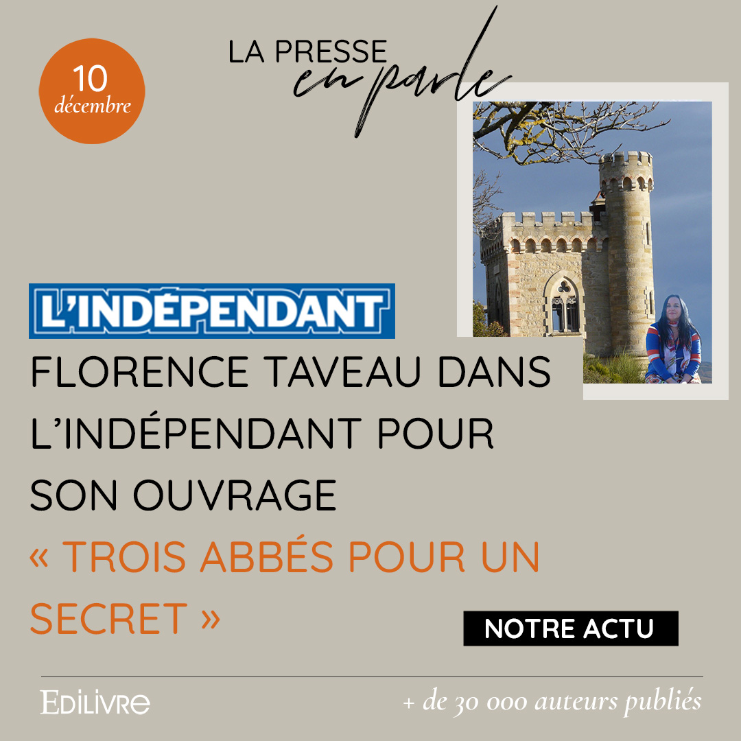[La presse en parle]

Aujourd'hui L'indépendant met en avant Florence Taveau et son ouvrage:

" Trois abbés pour un secret ". 

Cap sur Rennes-le-château et le mystère des abbés Boudet, Saunière et Lamilhau. 

Pour en savoir plus cliquez ici :

bit.ly/3hdUhUG
