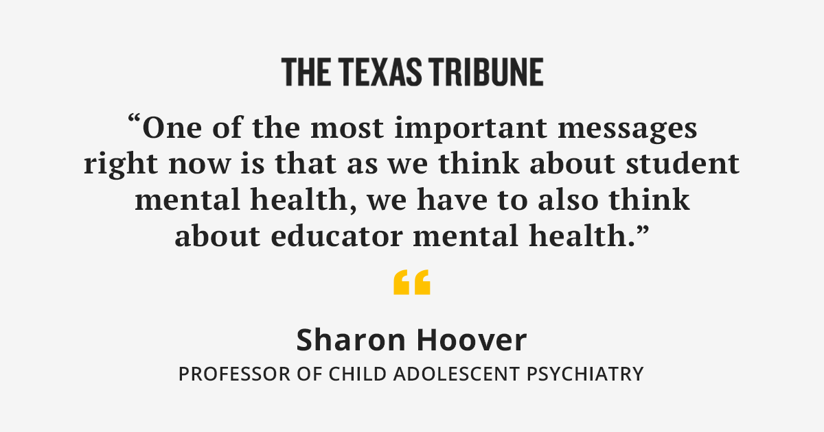 TexasTribune's tweet photo. The mental health of students, and teachers, has moved to the forefront for Texas schools amid signs that the pandemic is exacting a heavy emotional toll. 

Identifying students who are struggling often falls to teachers, but they're struggling too. #txed https://t.co/92hI4QCETD https://t.co/otucrScR7A