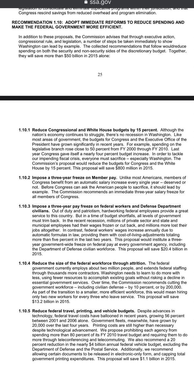 Initial recommendation are pretty standard Republican stuff - we need to cut congress and the WH (how much is Reed being paid I wonder?), cut federal workers, and freeze pay for everyone but the literal troops