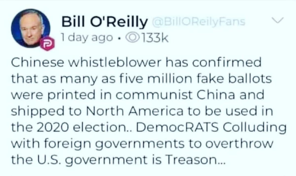 A message from <a href="/BillOReilly/">Bill O'Reilly</a> 

<a href="/realDonaldTrump/">Donald J. Trump</a> <a href="/LLinWood/">Lin Wood</a> <a href="/SidneyPowell1/">Sidney Powell 🇺🇸 Attorney, Author, Gladiator</a> <a href="/GenFlynn/">General Mike Flynn</a> <a href="/RudyGiuliani/">Rudy W. Giuliani</a> 

There is a fly on the wall 📍