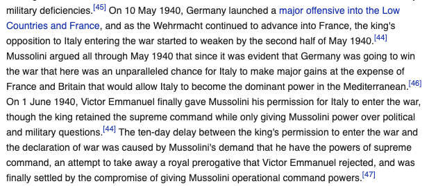 The king knew Italy was unprepared. But, he still jumped into the war. Why? He knew that the German victory can be projected as his own. In fact, Italian Invasion of France in Second World War was a disaster - and the first of a chain of disasters.
