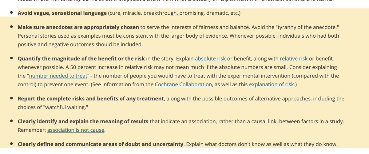 5/ BIG PICTURE: Security journalism, esp. about personal security practices, looks a lot like health journalism & has similar real-life stakes. Adapting standards e.g. from the Assn. of Health Care Journalists  @AHCJ would be a good way forward. https://healthjournalism.org/principles&nbsp;