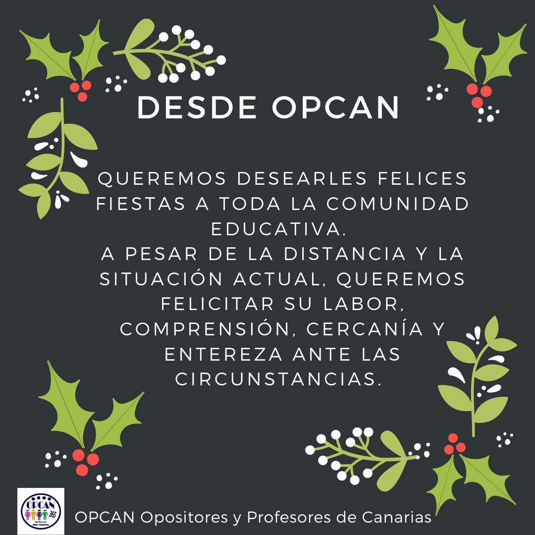 aspcanarias's tweet photo. Desde #OPCAN les deseamos🎄 F E L I C E S F I E S T A S⭐️ Seguimos atentamente todas las cuestiones relativas al acceso a la #funciónpública docente y continuamos visibilizando la injusta situación de los #aprobadossinplaza en las #listasdeempleo docentes en #Canarias. https://t.co/pC7uP2dqOi