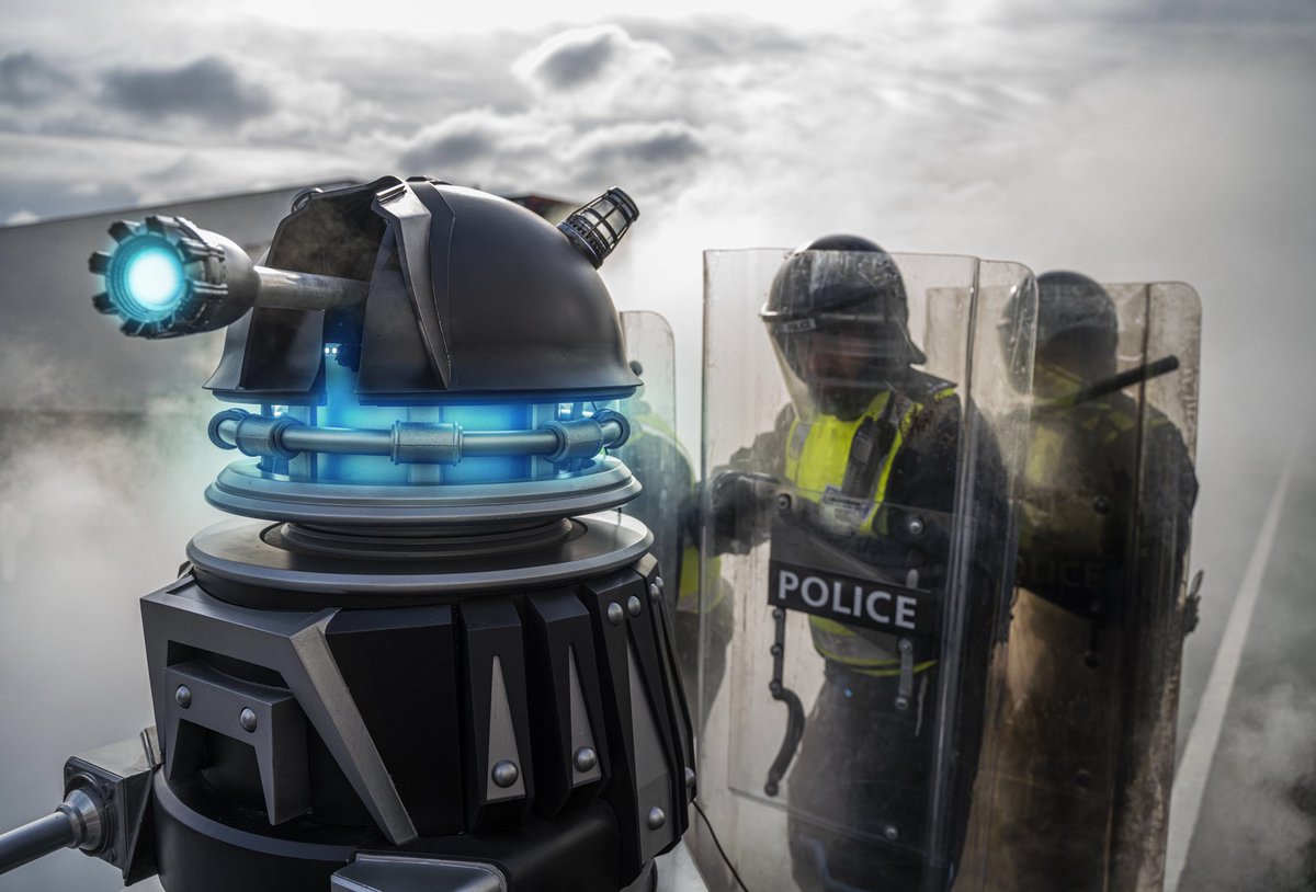“This is what happens when you call the cops, get your rights violated  or you all get 𝚂̶𝙷̶𝙾̶𝚃̶ EXTERMINATED ! Being the Po-lice doing the bidding for our overloaded masters! #doctorwho #revolutionofthedaleks #daleks #dalek