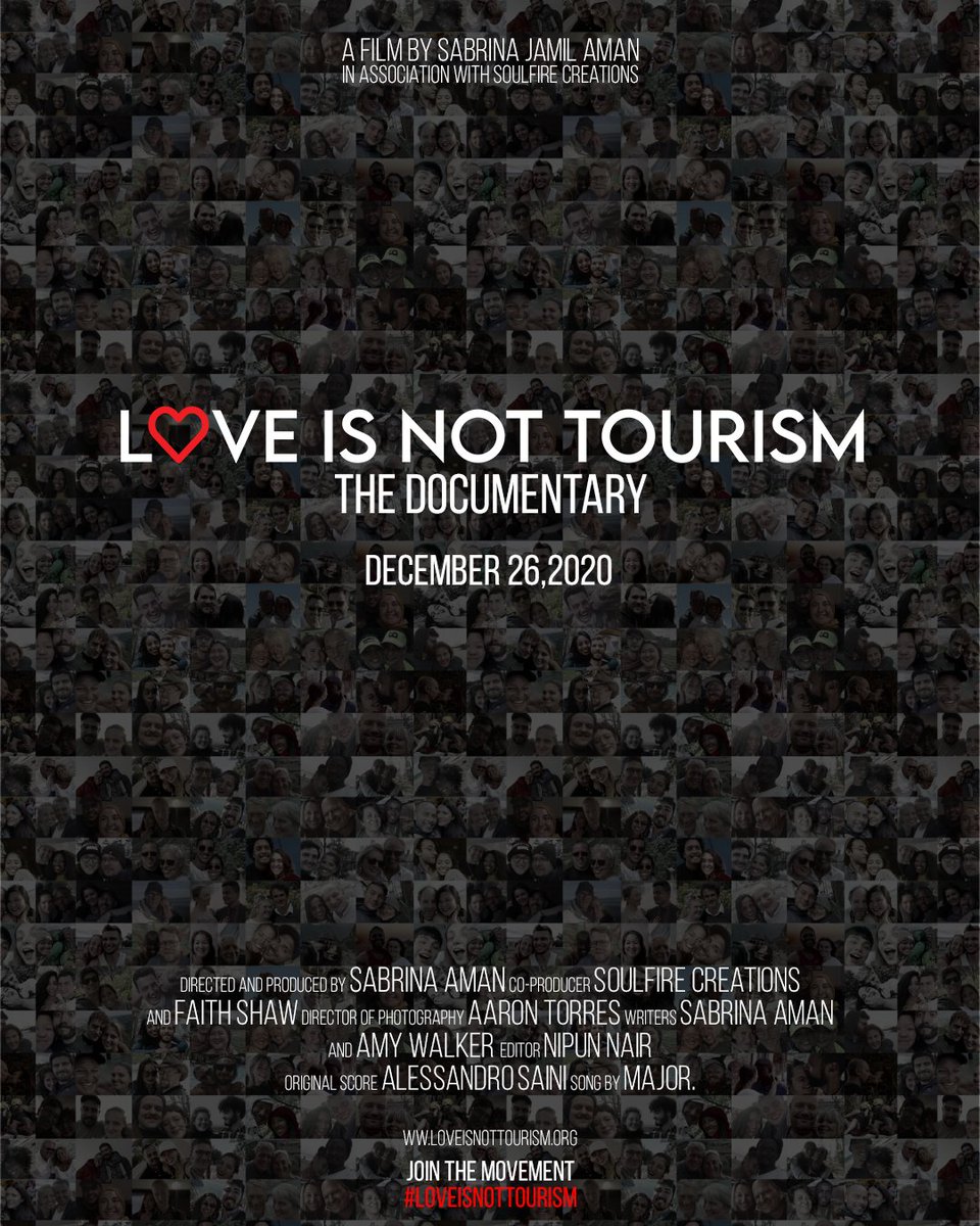 SabrinaAman's tweet photo. Love is Not Tourism - The Documentary COMING OUT on December 26th at MIDNIGHT. Mark Your Calendars and set your Alarms to watch this documentary that day. So excited!! #LoveIsNotTourism #loveisessential https://t.co/dyaRJ8fIgs
