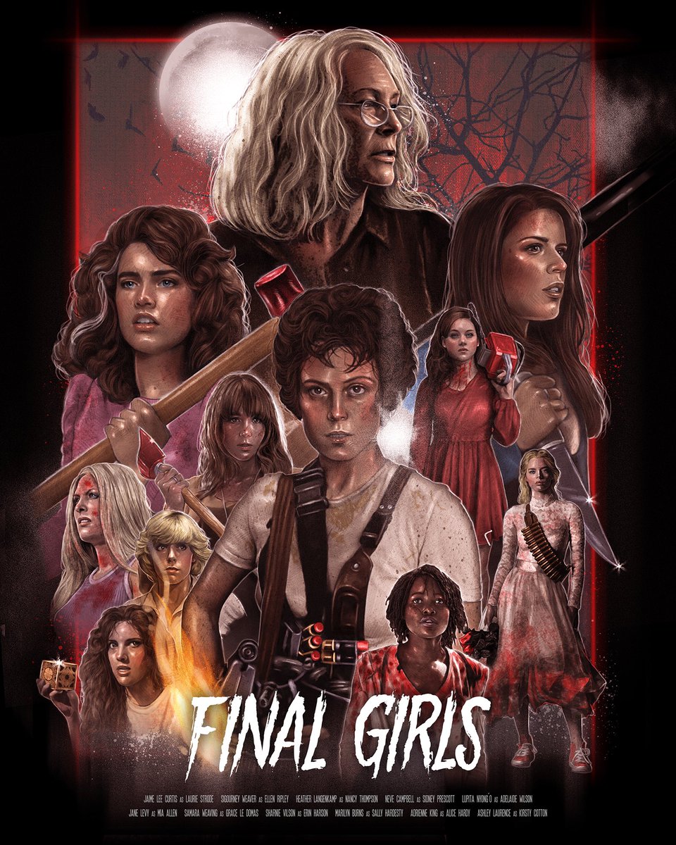 lazmarquez's tweet photo. SO excited to share this one! This is a passion poster project I’ve wanted to tackle for a while, featuring some of the most badass #finalgirls from #horror films new and old. Who’s your fave survivor &amp; why? 😱 @jamieleecurtis @LangenkampH @blumhouse https://t.co/9A0KT6pspx