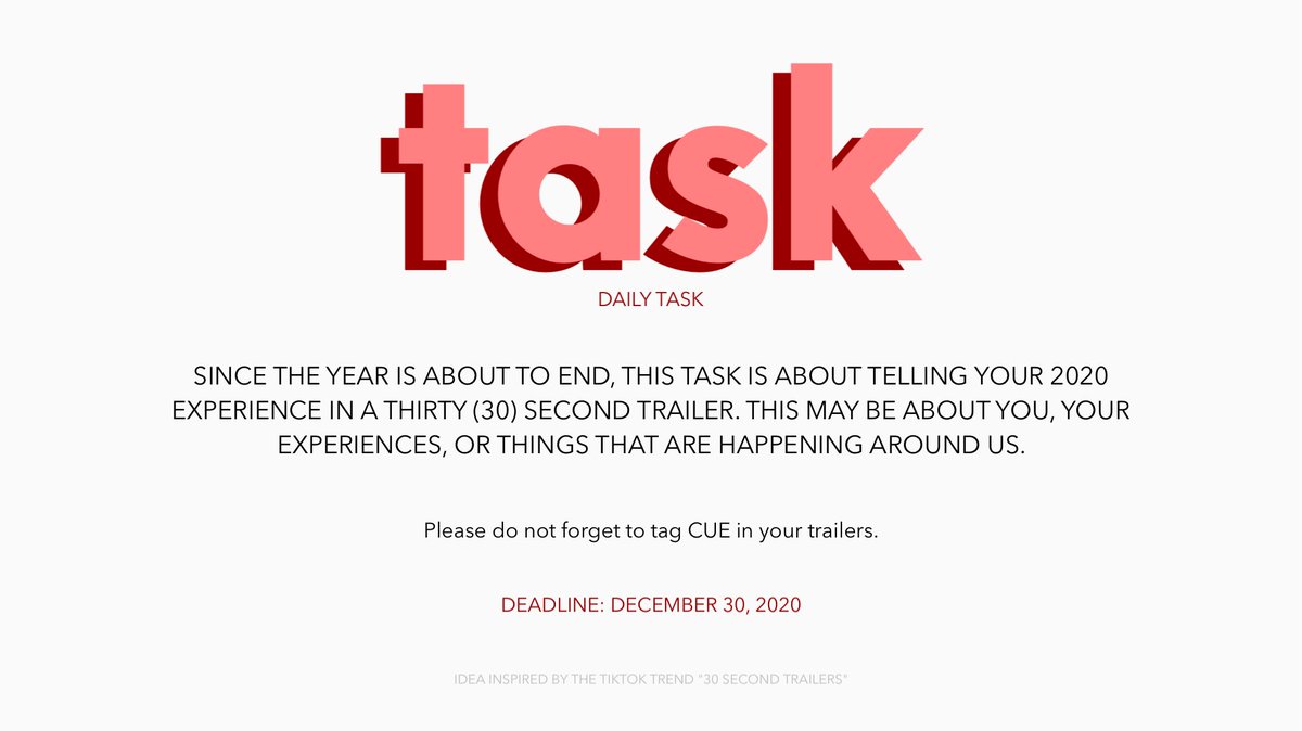 PL4YCUE's tweet photo. ㅤㅤㅤ

               TASK ANNOUNCEMENT:

                    MAKE YOUR OWN
                30-SECOND TRAILER! 
      
 ㅤ https://t.co/8CRLLUpkAB