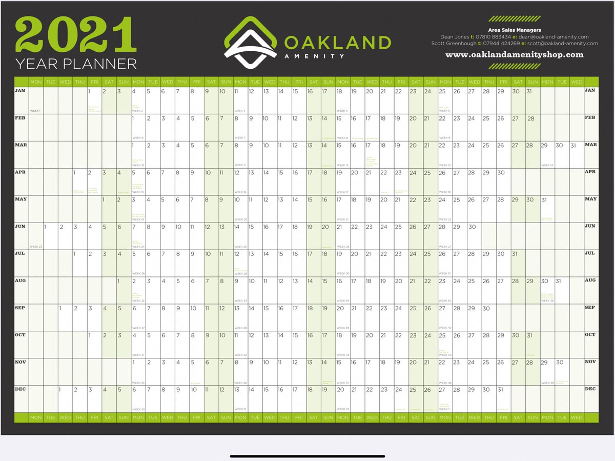 The first Oakland Amenity Wall Planner coming to a wall near you in January.